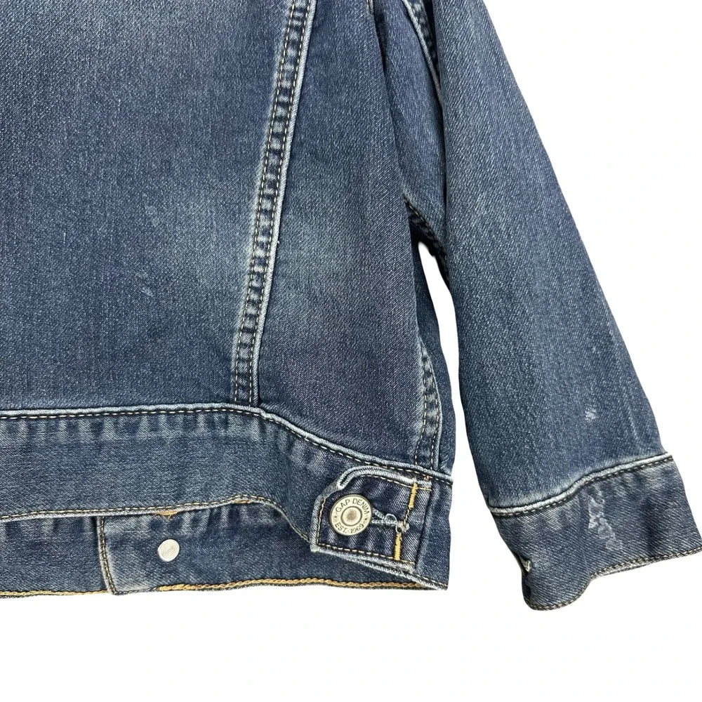 Baby Gap Clementine Kids Denim Jacket Girls 3T Blue Stretch Button Front Hearts